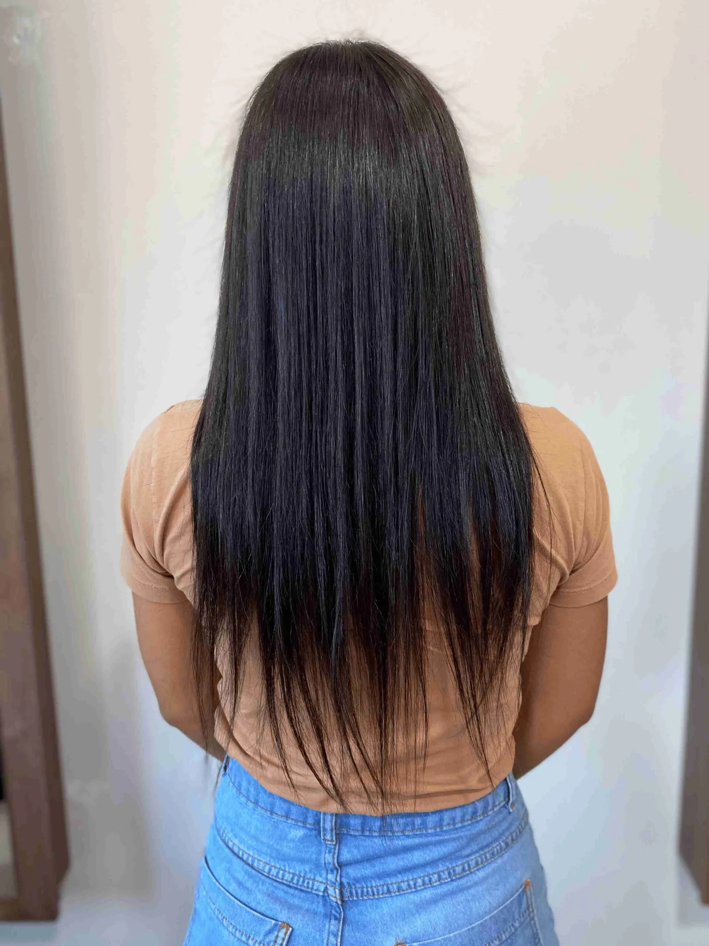 Antes — cliente 1, cabelo natural.