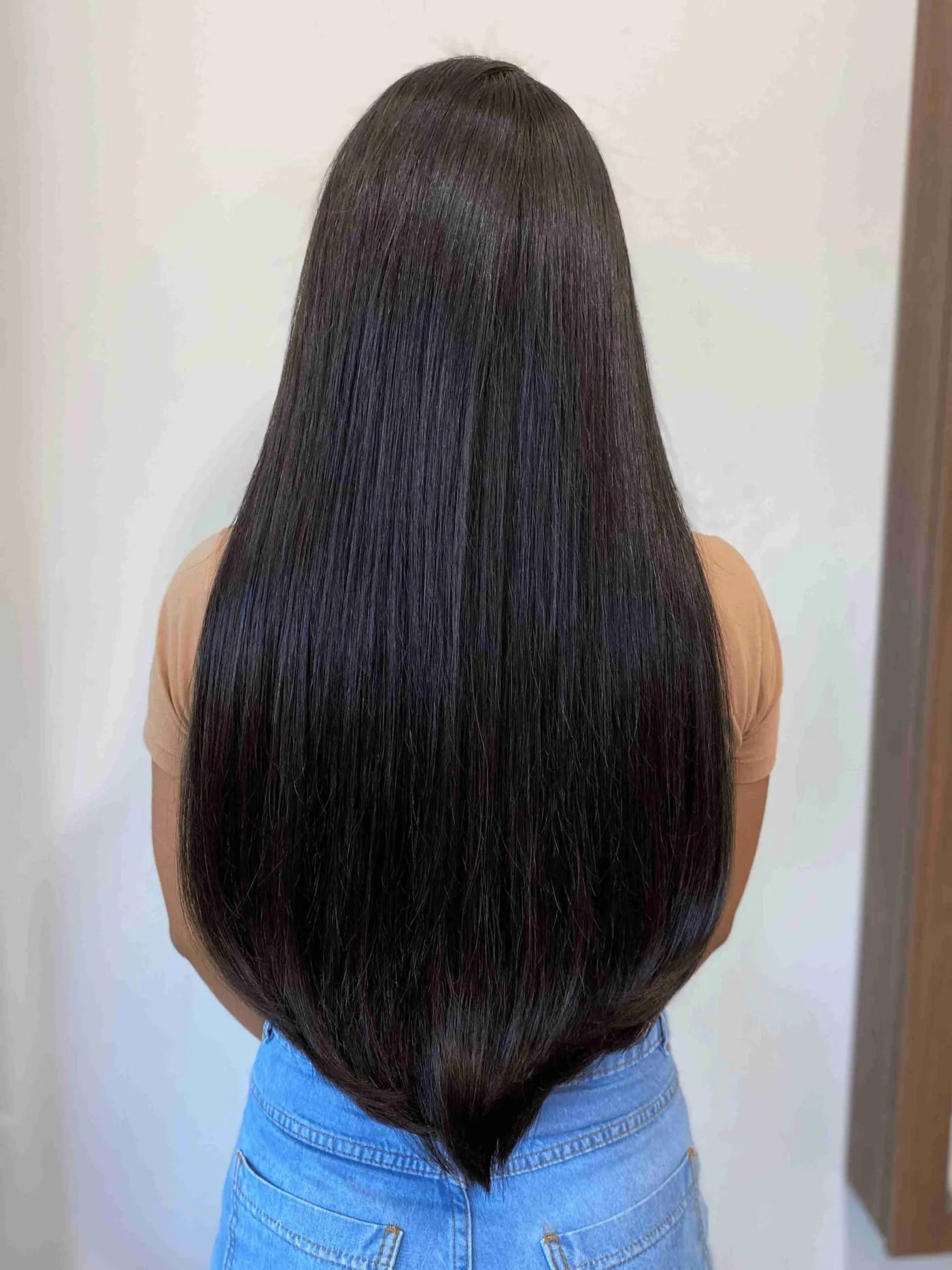 Depois — cliente 1, mega hair aplicado no mesmo dia.